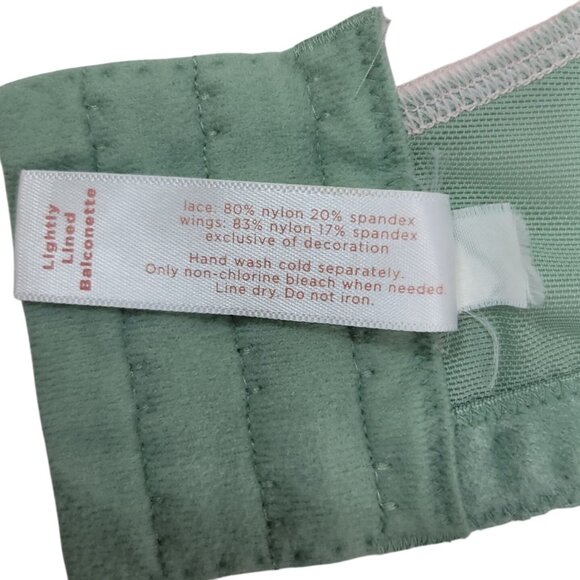 Cacique Underwire Bra Green 42DDD Lace Overlay Pink Adj Lightly Lined Balconette - Picture 10 of 10